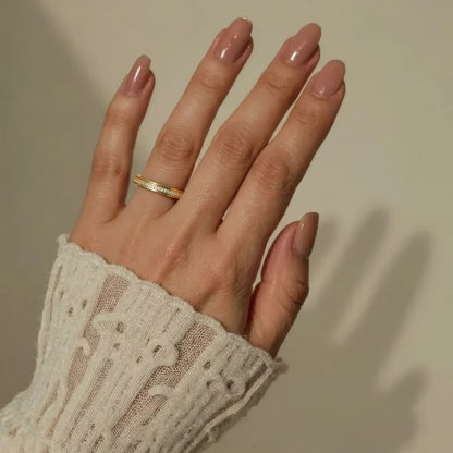 Vielring - Runder Kristall Anti-Stress-Ring - Edelstahl / Gold / 49 | ø15.6