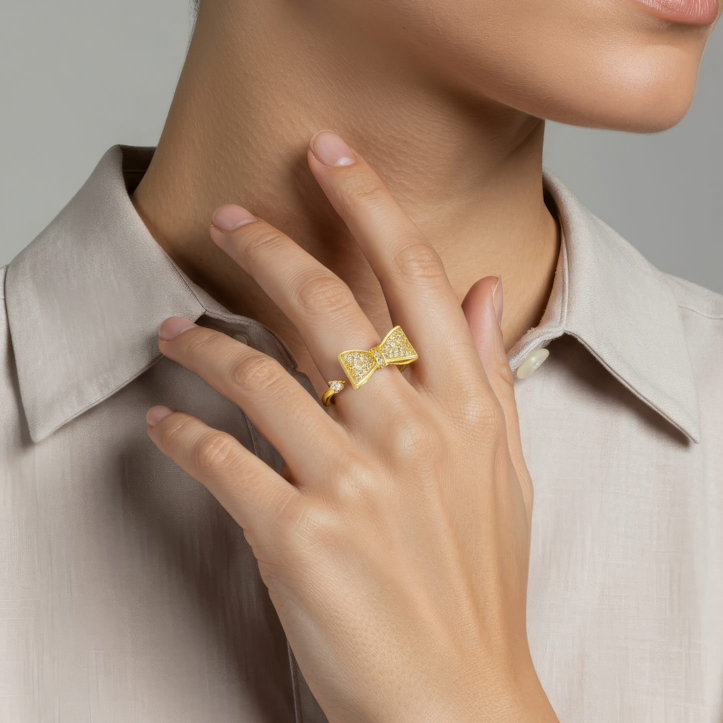 Square ring with zirconia stones - 925 silver