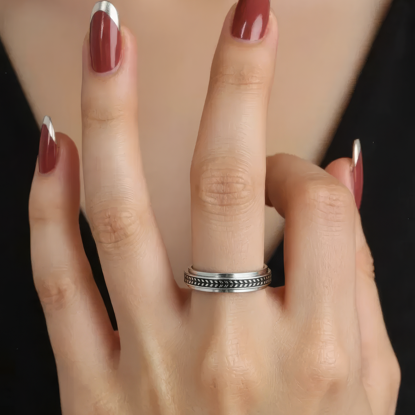 Vielring - Oliven Blatt Anti-Stress-Ring – Edelstahl - Gold / 49 | ø15.6