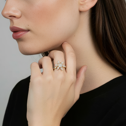Vielring - Schnellflocken Zirkonia Anti-Stress-Ring – 925 Silber - Gold