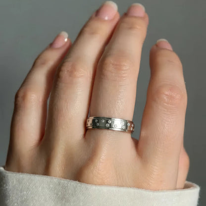 Vielring - Sternen Zirkonia Anti-Stress-Ring - 925 Silber / Gold / 49 | ø15.6