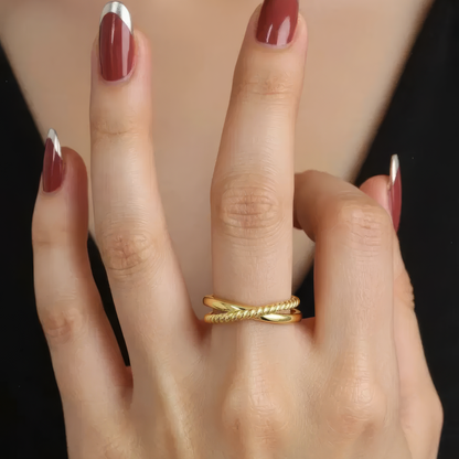Polierter & gedrehter Anti-Stress-Ring – 925 Silber
