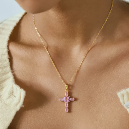 Square Zirconia Necklace - 925 Silver
