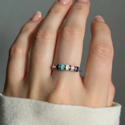 Square ring with zirconia stones - 925 silver