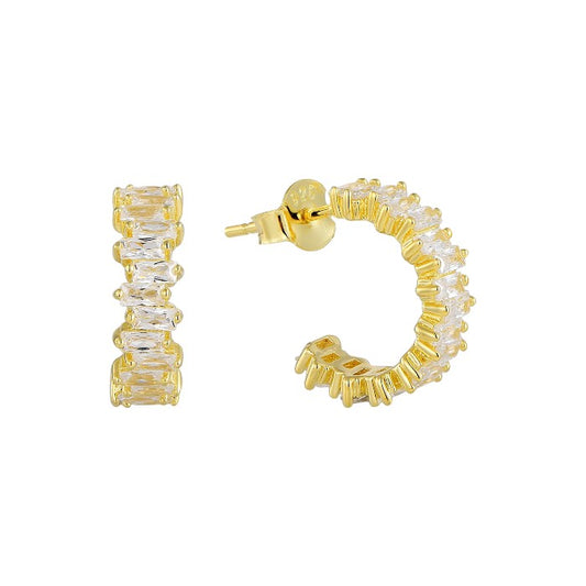 Vielring - Baguette Zirkonia Ohrringe - 925 Silber - Gold