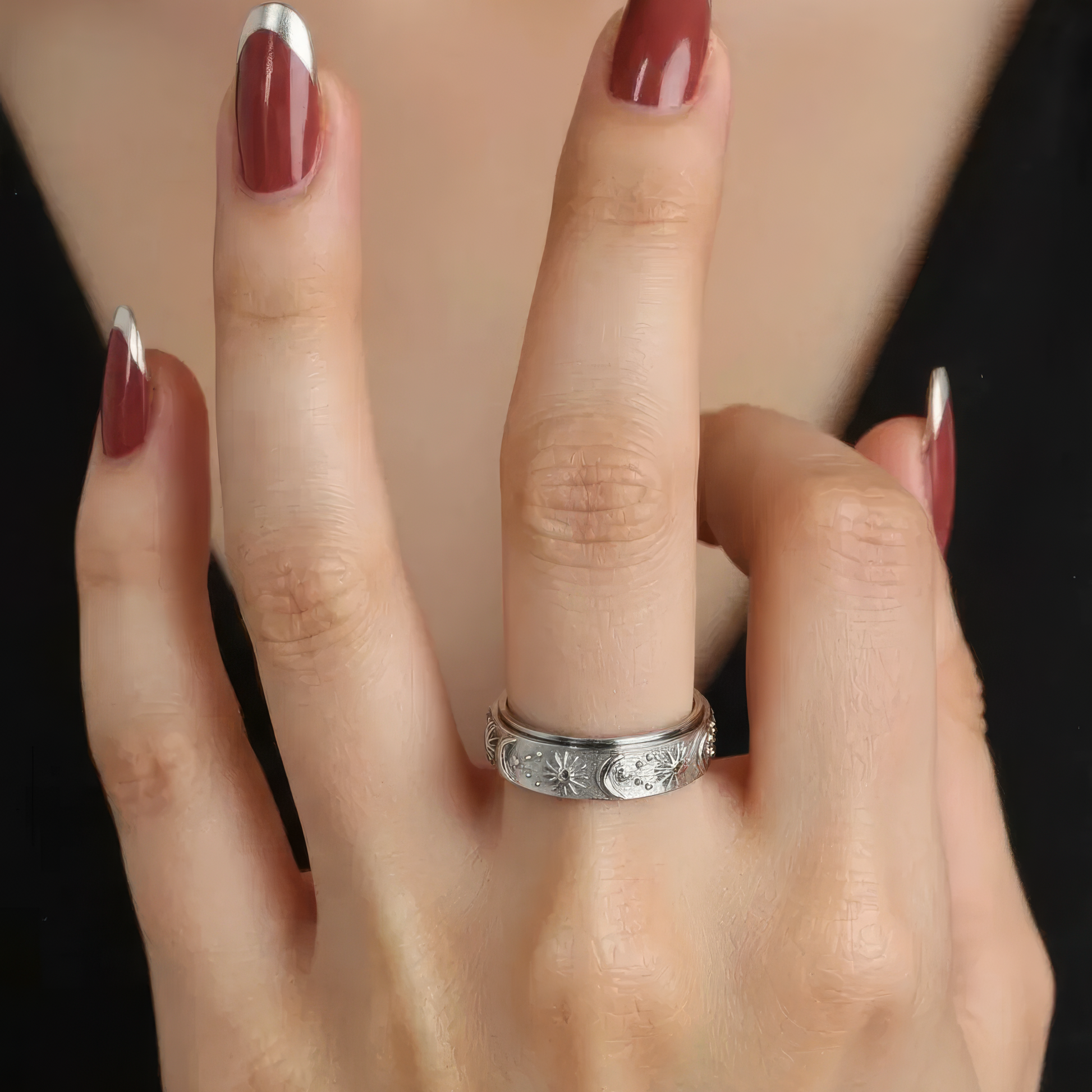 Vielring - Mond & Sonne Anti-Stress-Ring - Edelstahl / Gold / 49 | ø15.6