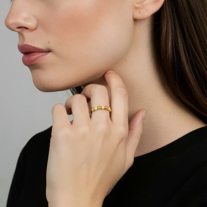 Vielring - Matt Perlen Anti-Stress-Ring – 925 Silber - Gold