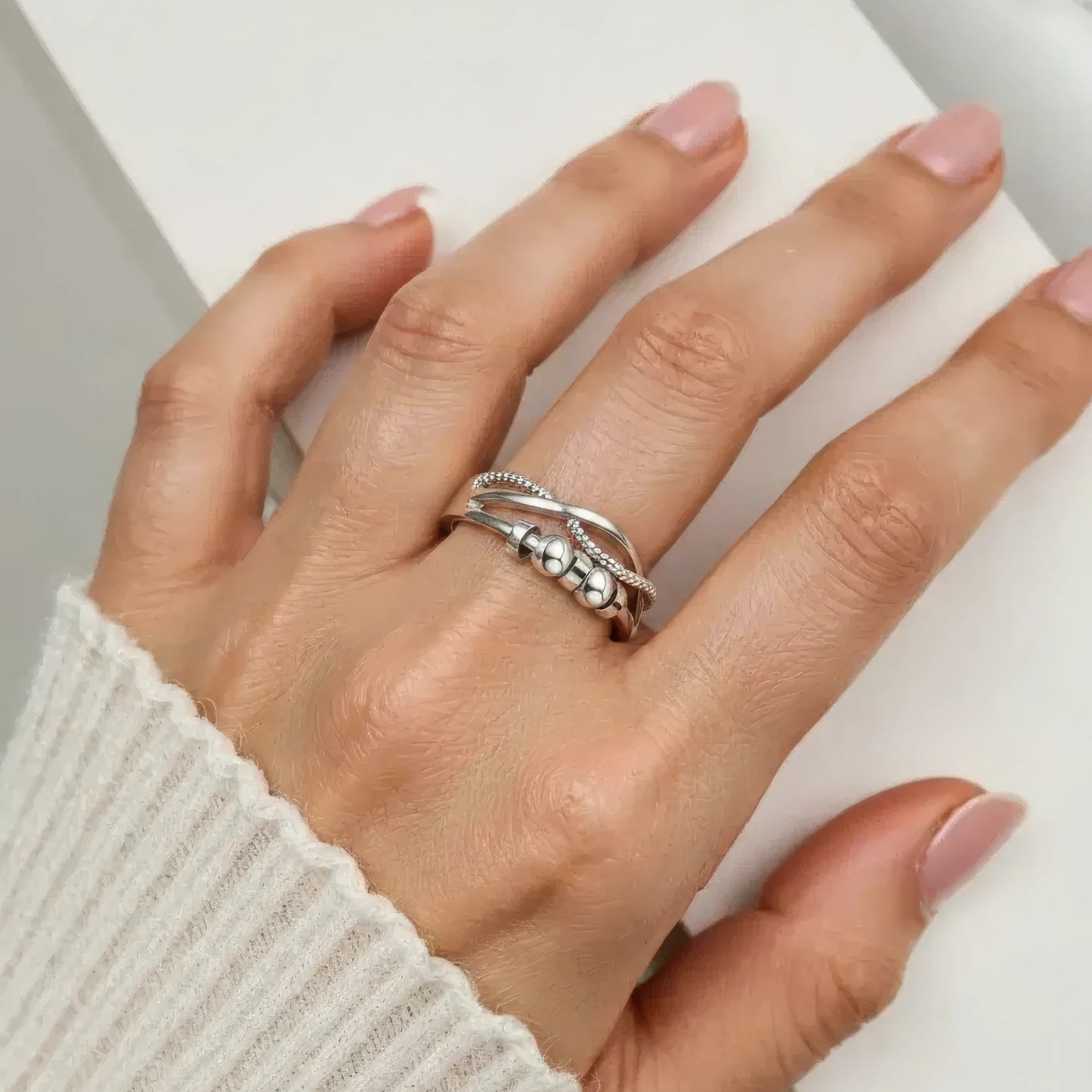 Doppelter Anti-Stress-Ring – 925 Silber