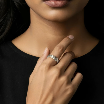 Vielring - Gereihter Muschel Ring - 925 Silber - Gold