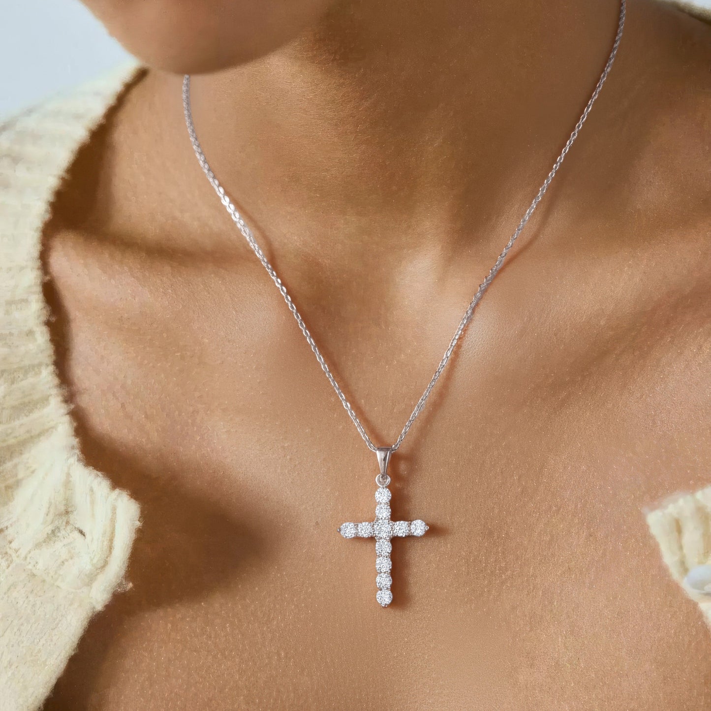 Square Zirconia Necklace - 925 Silver