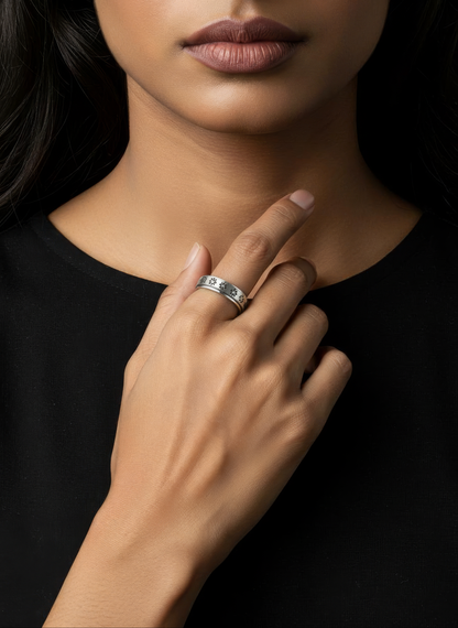 Moon Sun Rotating Ring - Stainless Steel