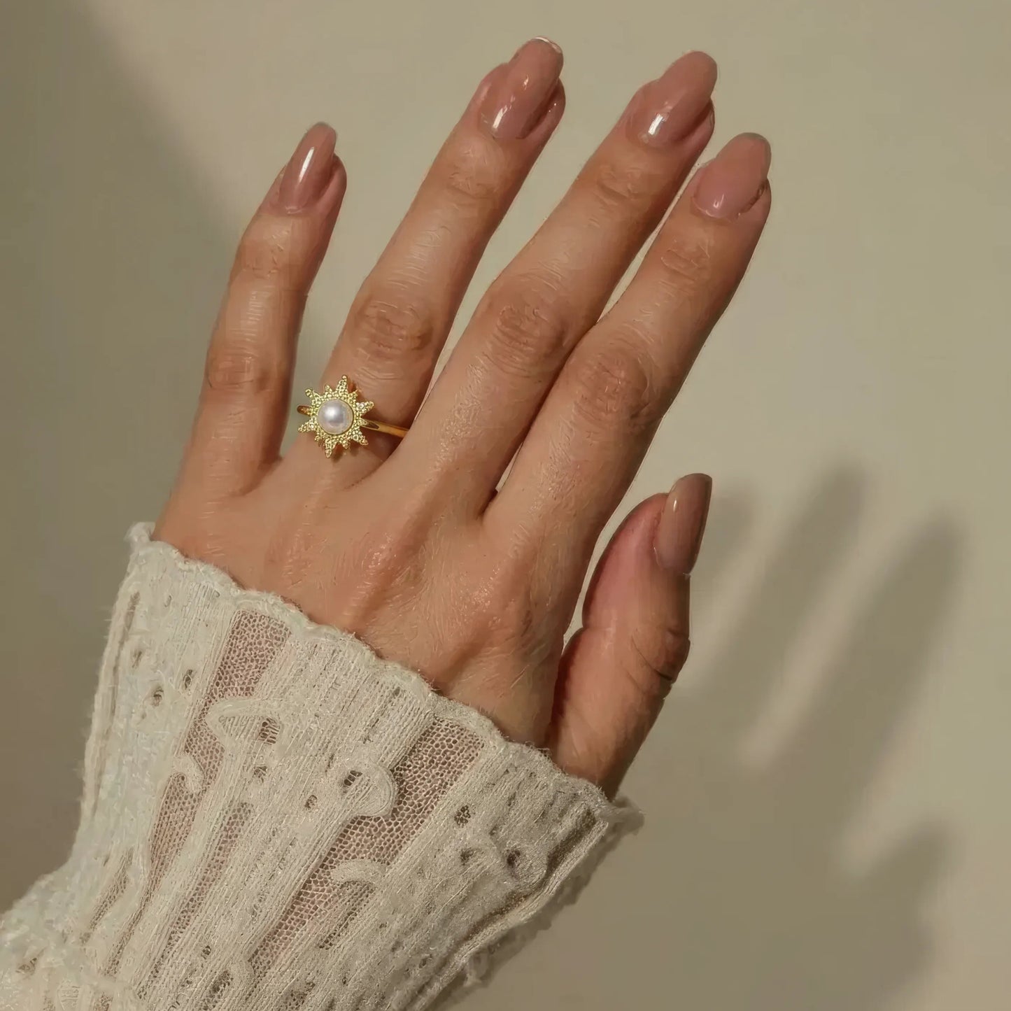 Sonnenblumen Perlen Anti-Stress-Ring – 925 Silber