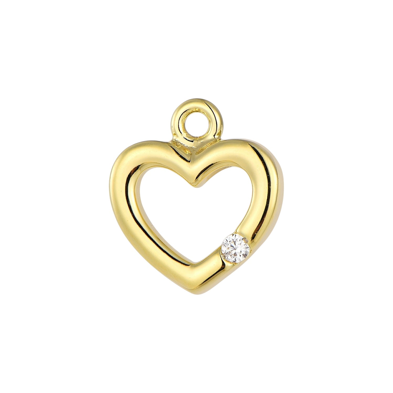 Vielring - Herz Charm mit Zirkonia Stein - 925 Silber - Gold