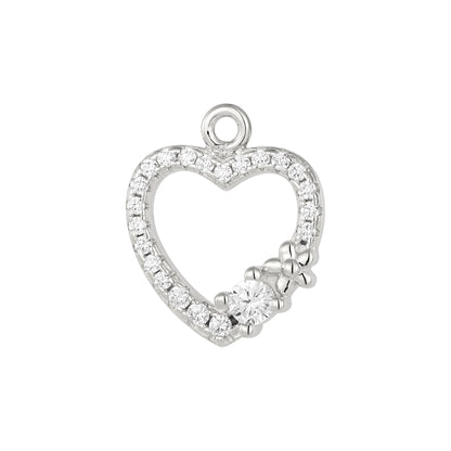 Vielring - Herz Charm mit Zirkonia Steinen & Blume - 925 Silber - Silber