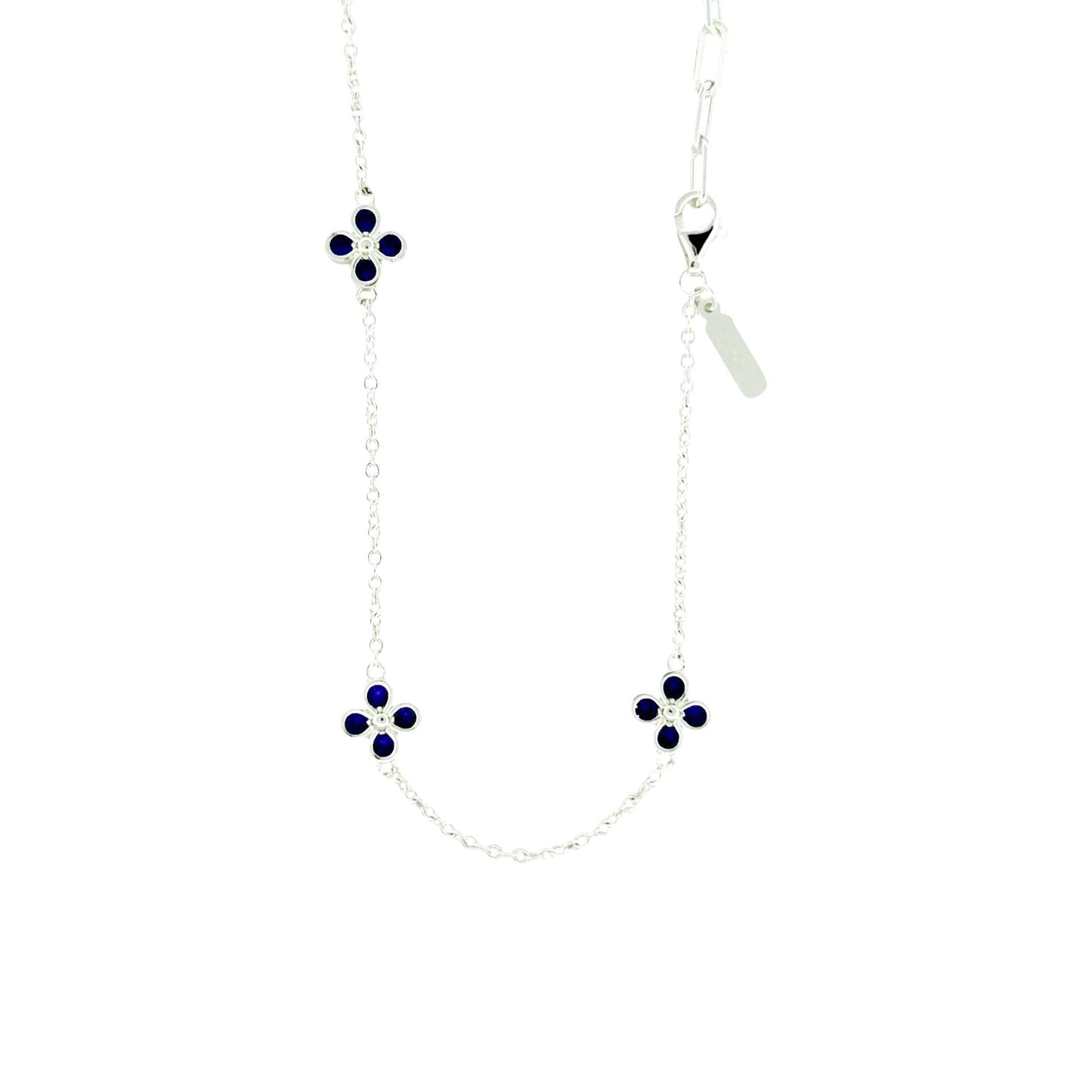Square Zirconia Necklace - 925 Silver