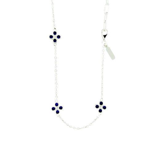 Square Zirconia Necklace - 925 Silver