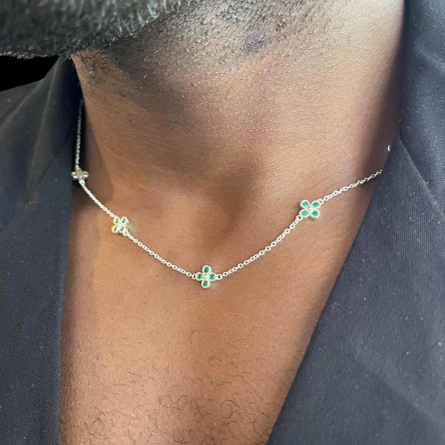 Square Zirconia Necklace - 925 Silver