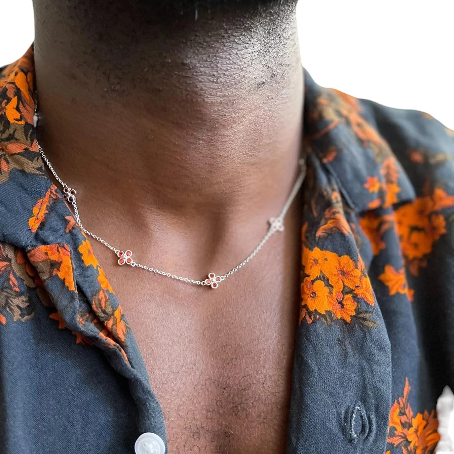 Square Zirconia Necklace - 925 Silver