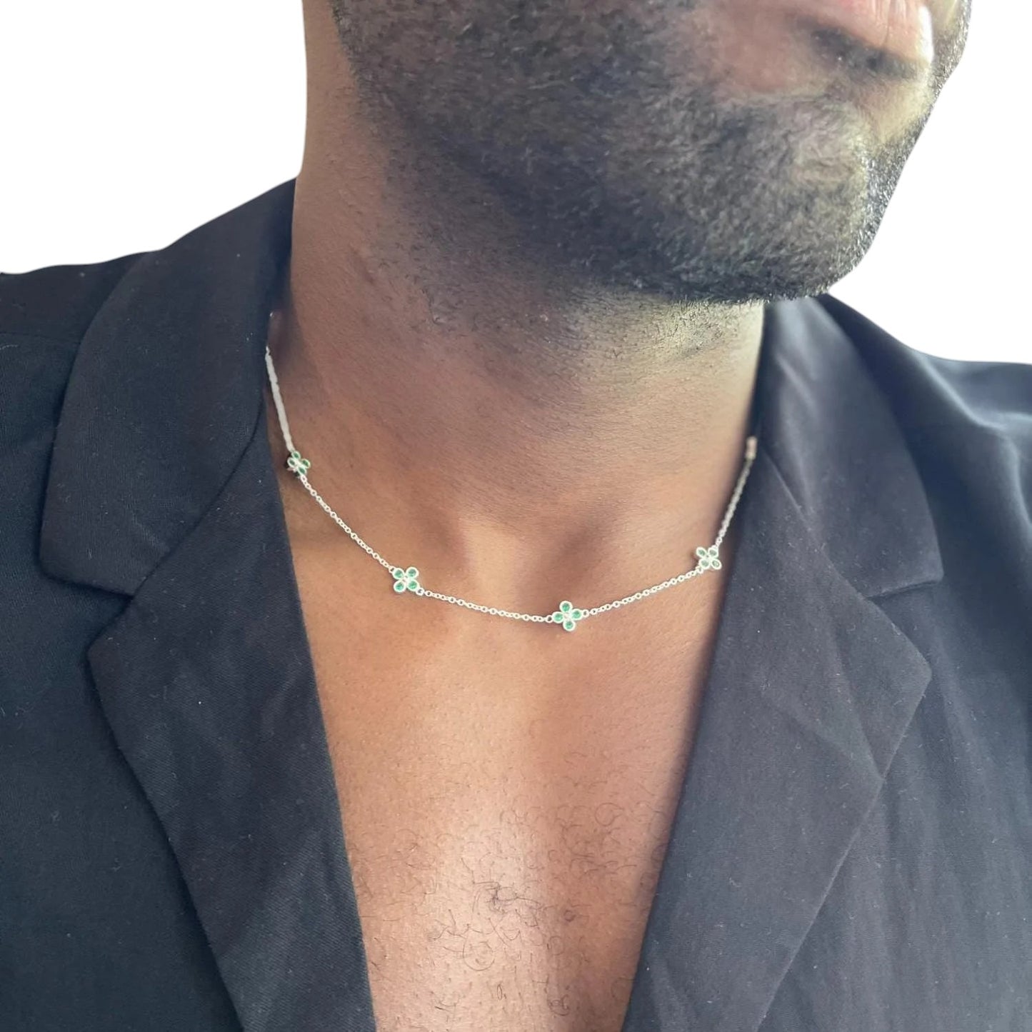 Square Zirconia Necklace - 925 Silver