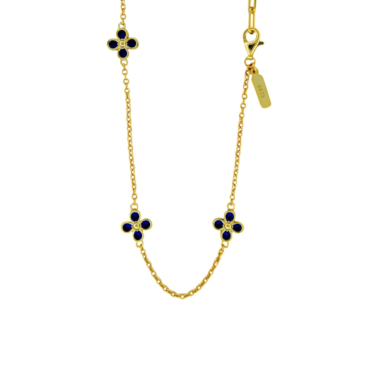Square Zirconia Necklace - 925 Silver