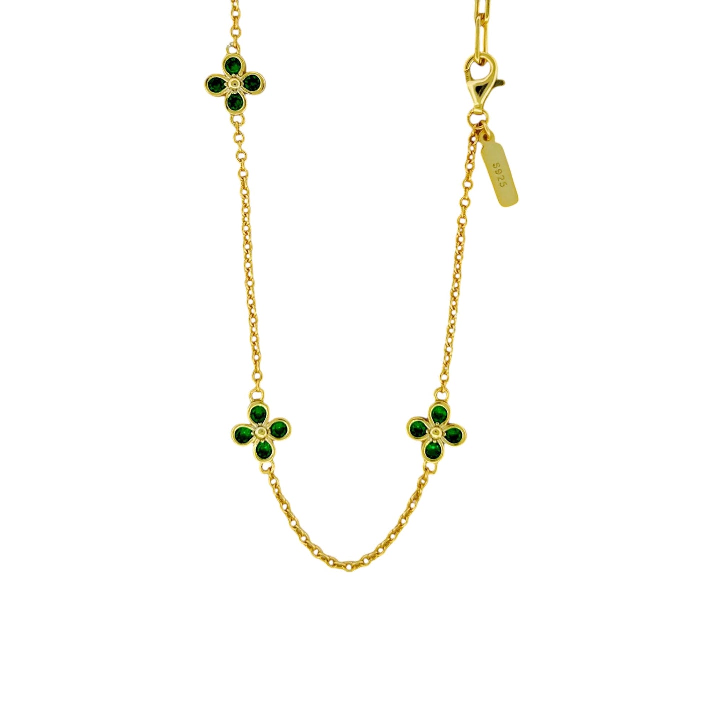 Square Zirconia Necklace - 925 Silver