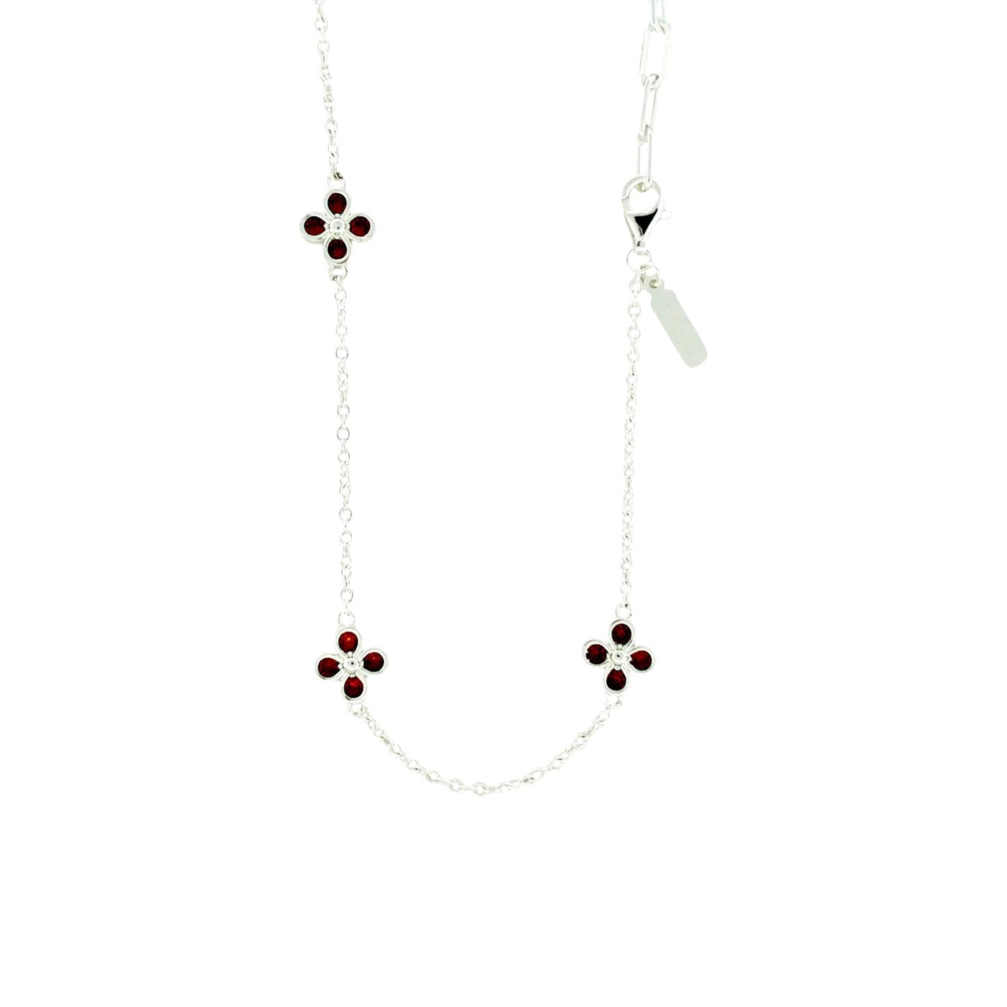 Square Zirconia Necklace - 925 Silver