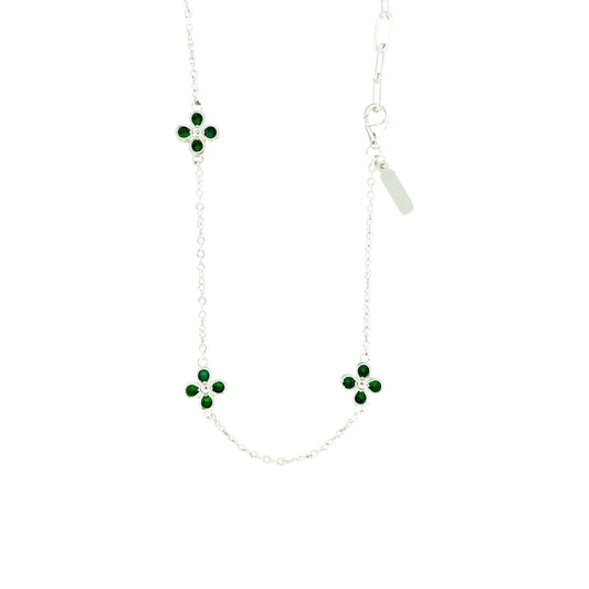 Square Zirconia Necklace - 925 Silver