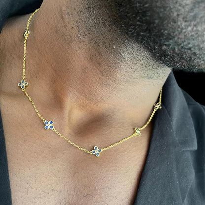 Square Zirconia Necklace - 925 Silver