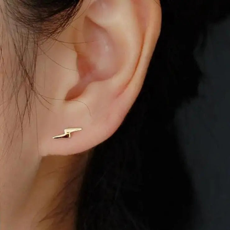 Vielring - Minimalistische Blitz Ohrstecker - 925 Sterling Silber - Gold