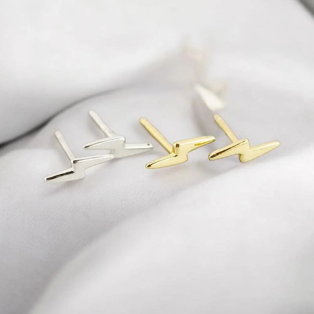 Vielring - Minimalistische Blitz Ohrstecker - 925 Sterling Silber - Gold