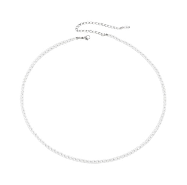 Vielring - Filigrane Runde Perlen Halskette - Edelstahl - Silber / 33 + 7 cm