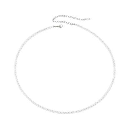 Vielring - Filigrane Runde Perlen Halskette - Edelstahl - Silber / 33 + 7 cm