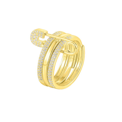 Gold Abstract Ring • 925 Sterling Silver Open Ring