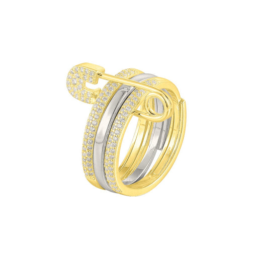 Gold Abstract Ring • 925 Sterling Silver Open Ring