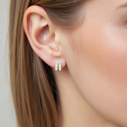 Dainty crystal hoop earrings • Zirconia crystals