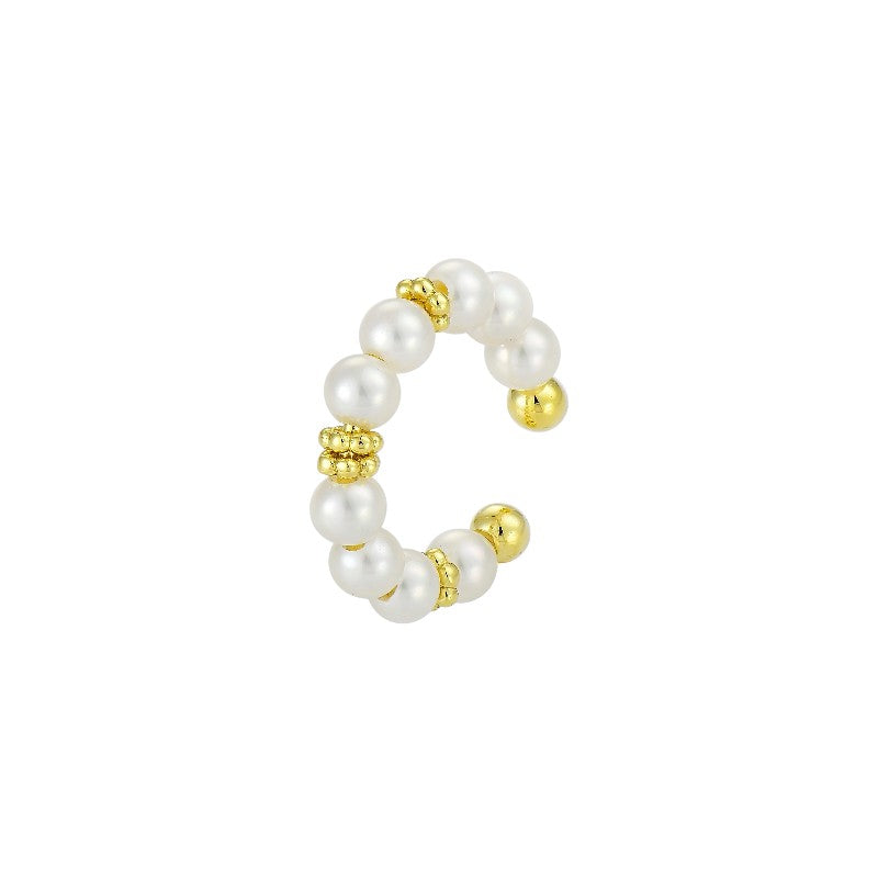 Vielring - Süßwasserperlen Ear Cuff - 925 Silber - Gold / Einzeln