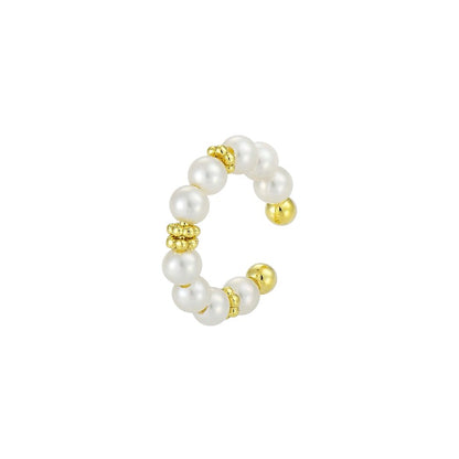 Vielring - Süßwasserperlen Ear Cuff - 925 Silber - Gold / Einzeln