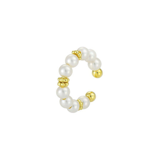 Vielring - Süßwasserperlen Ear Cuff - 925 Silber - Gold / Einzeln