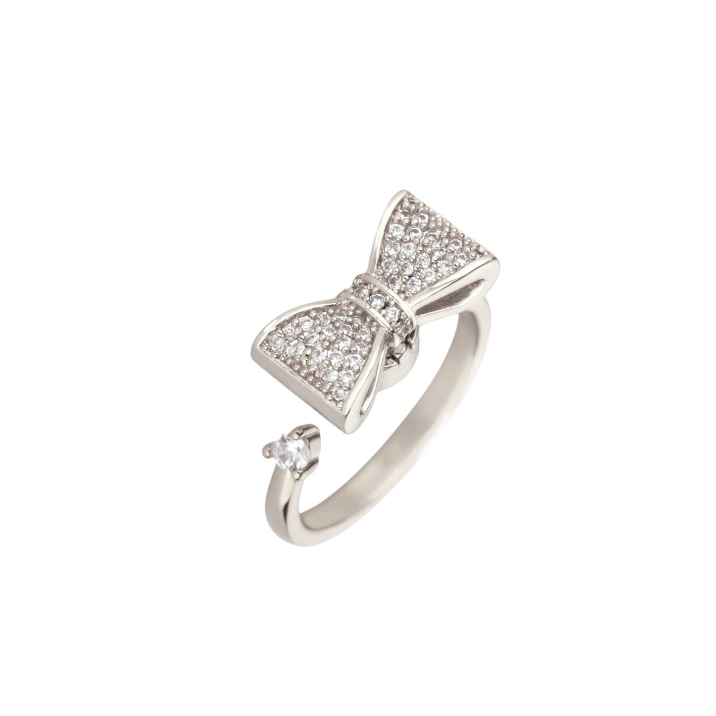 Square ring with zirconia stones - 925 silver
