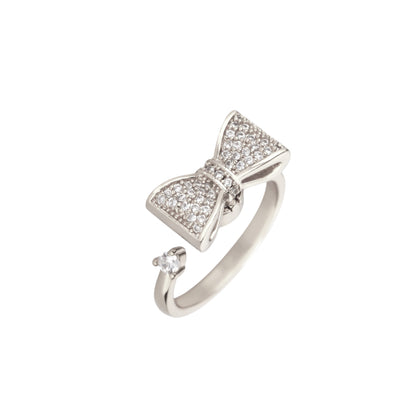 Square ring with zirconia stones - 925 silver