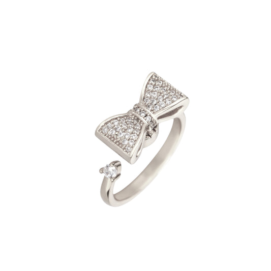Square ring with zirconia stones - 925 silver