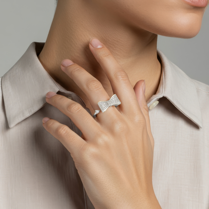 Square ring with zirconia stones - 925 silver