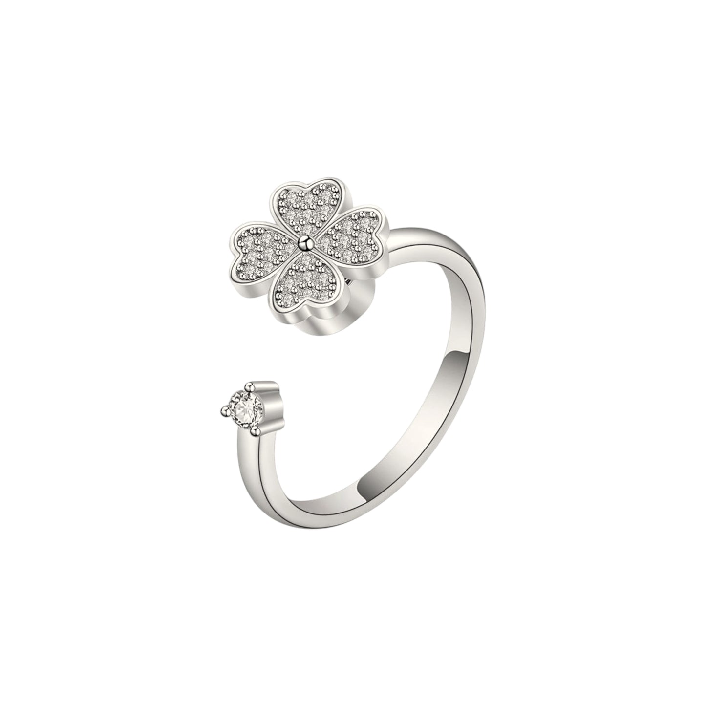Square ring with zirconia stones - 925 silver