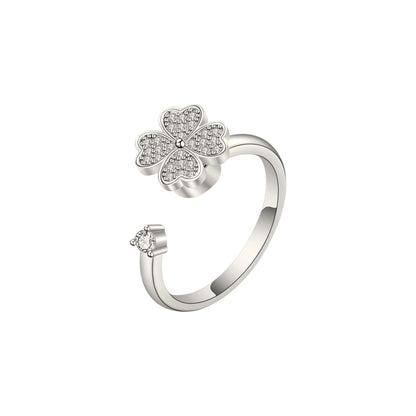 Square ring with zirconia stones - 925 silver