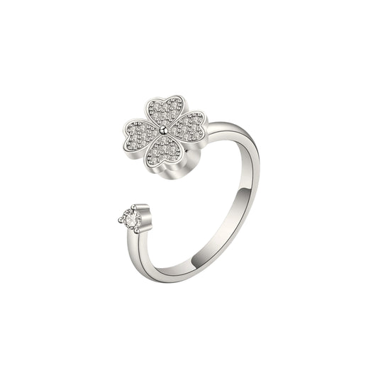 Square ring with zirconia stones - 925 silver
