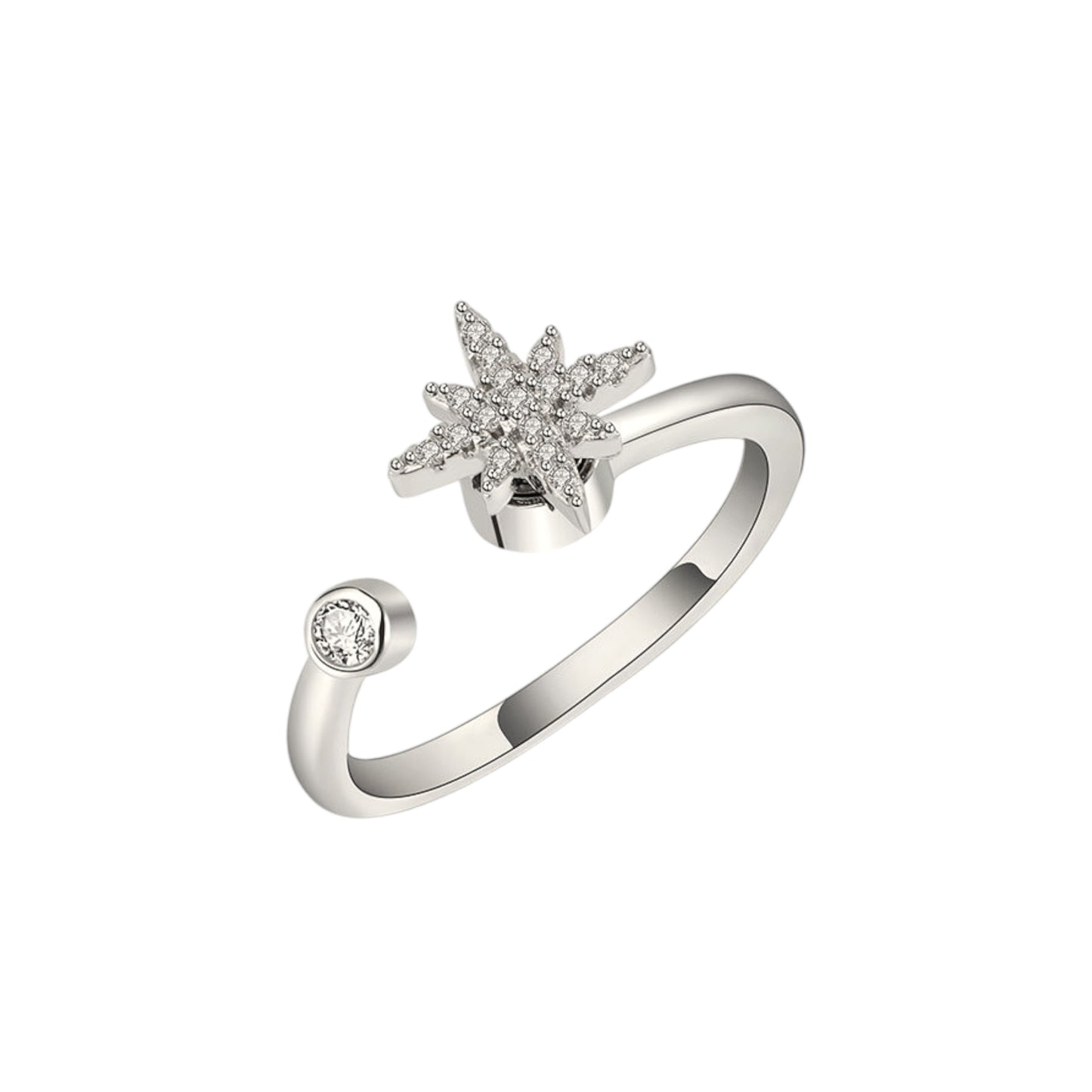 Square ring with zirconia stones - 925 silver