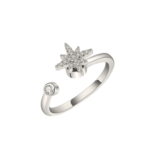 Square ring with zirconia stones - 925 silver