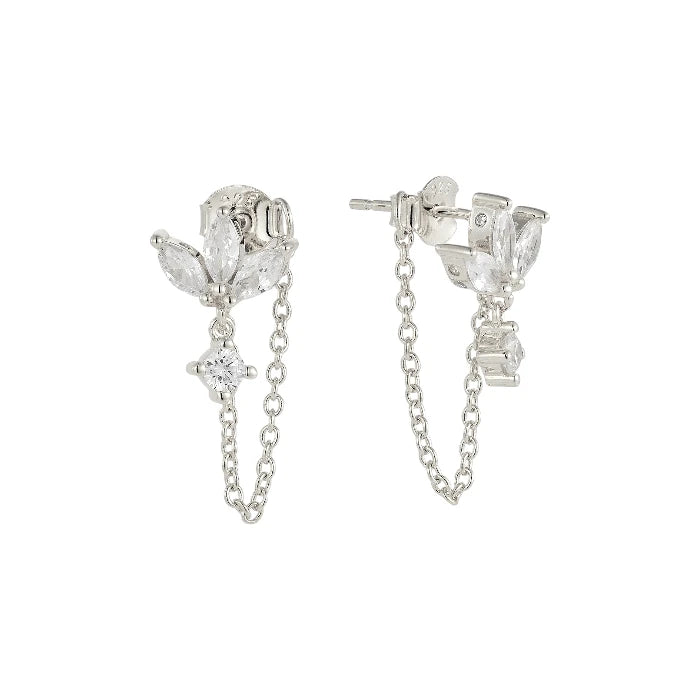 Hängende Lotus Ohrstecker - 925 Silber
