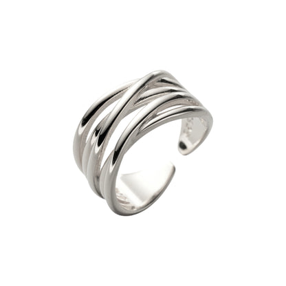 Gold Abstract Ring • 925 Sterling Silver Open Ring