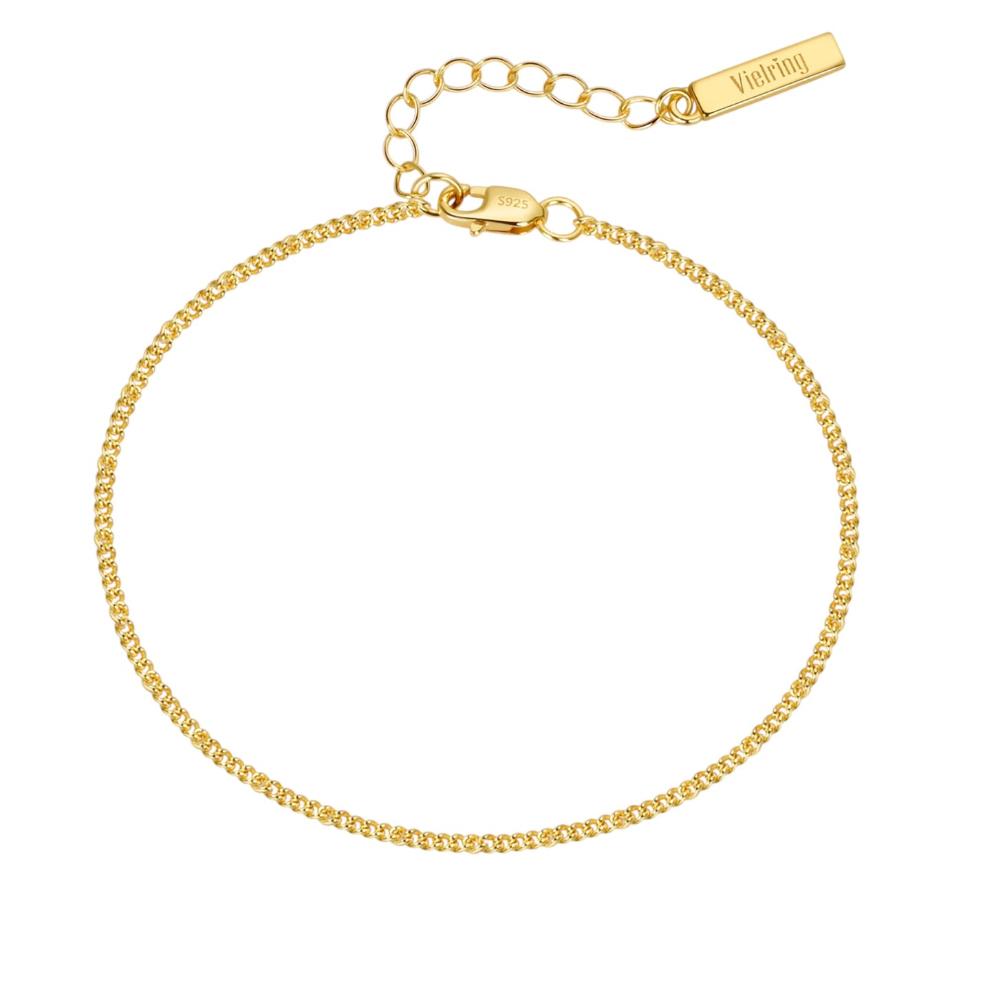 Curb Chain Bracelet Adjustable 1.5mm - 925 Silver